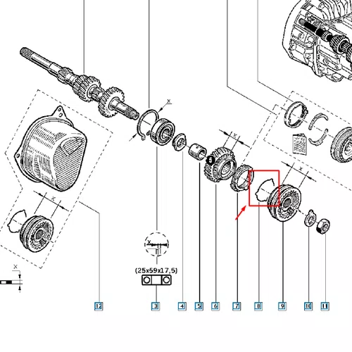 Anel travamento caixa marchas renault clio kangoo (7700656205 renault)