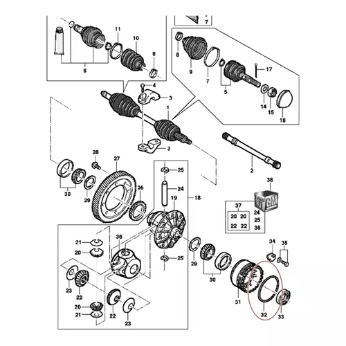 Anel vedacao saida caixa gm corsa astra vectra (90079848 gm)