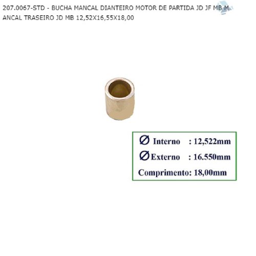 Bucha mancal dianteiro motor partida mbb jd jf (st67st)