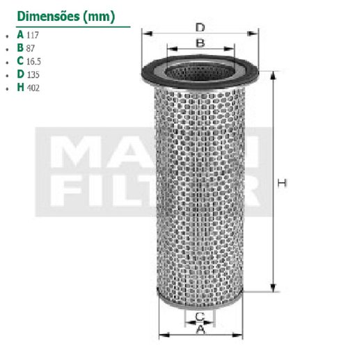 Filtro ar seguranca ford cargo /86 (c12100/1)