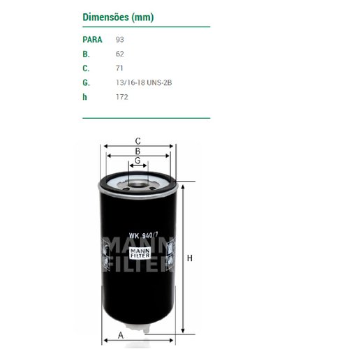 Filtro combustivel motor cummins ford cargo vwc (wk940/7 mann)