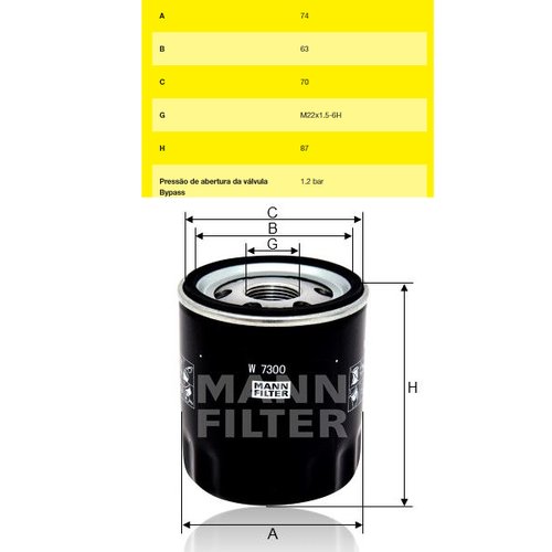 Filtro oleo gm captiva 3.6 fiat freemont 2.4 (w7300 mann)