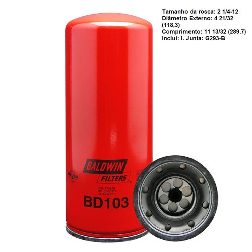 Filtro oleo lubrificante cummins serie c 6tcaa (bd103 baldwin)