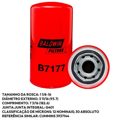 Filtro oleo motor empilhadeira hyster cummins (b7177)