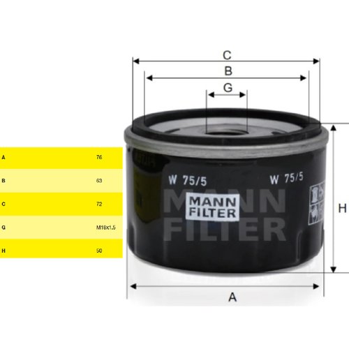Filtro oleo motor gm vectra 2.4 16v (w75/5 mann)