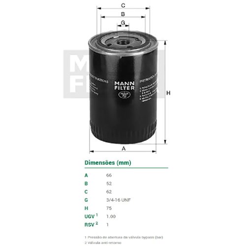 Filtro oleo motor toyota corola suzuki vitara (w6880)