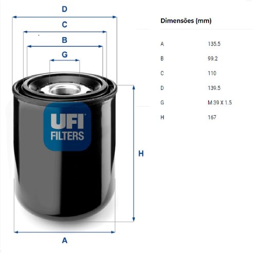 Filtro secador freio ar vw 8.150 ford mb volvo vw (27259b0 ufi)