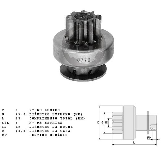 Impulsor bendix partida gm vectra 2.0 delco remy (zen0770 zen)