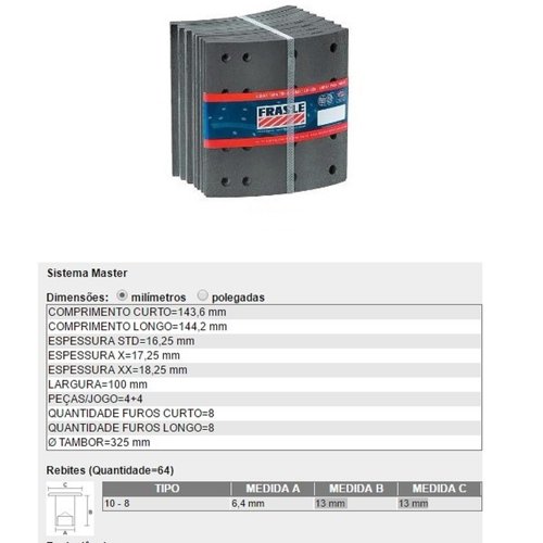 Jg lona freio vwc 7110 8120 8150 9150 ford cargo (fd58)