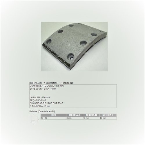 Lona freio dianteira e traseira mercedes benz 1113 (l652 lonaflex)