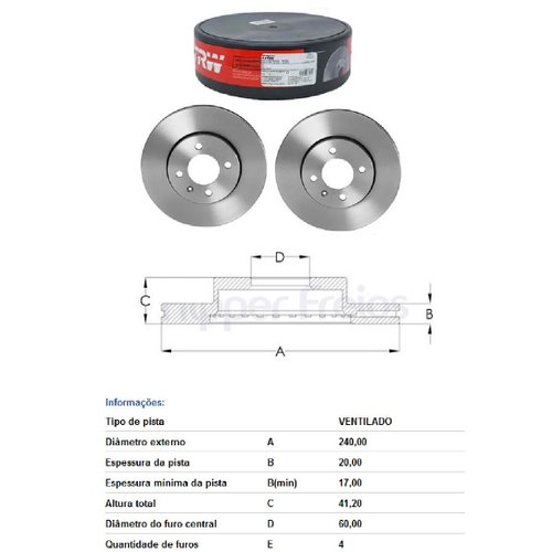 Par Disco freio dianteiro gm corsa montana (rcdi05800)