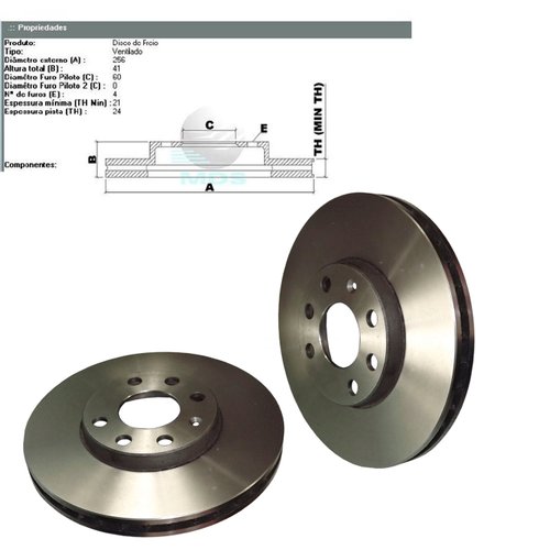 Par Disco freio dianteiro gm vectra astra 99/11 256mm (d49a)