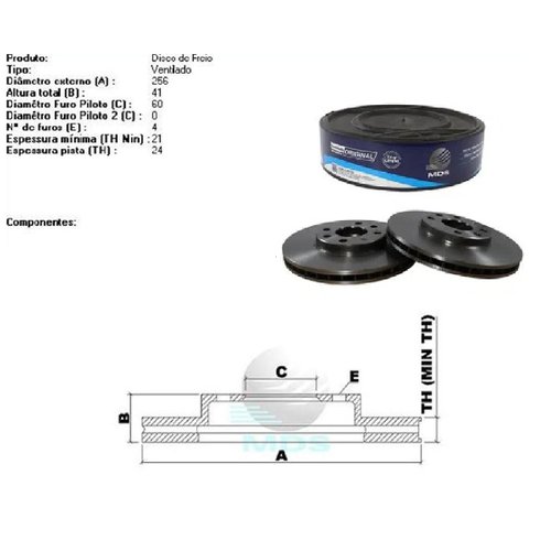 Par Disco freio dianteiro gm vectra astra 99/11 256mm (d49a)