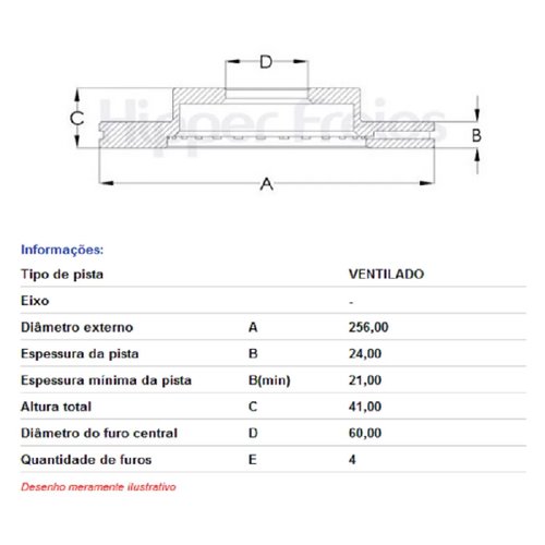 Par Disco freio dianteiro gm vectra astra 99/11  256mm (hf25b)