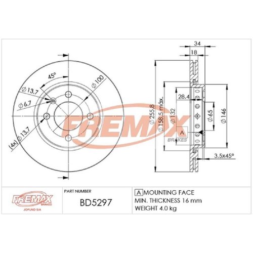 Par Disco freio dianteiro vw gol g5 1.0 1.6 256mm 08/ (bd5297)