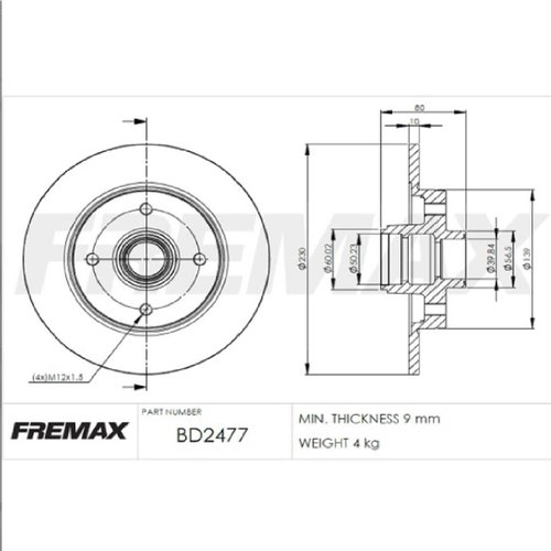 Par Disco freio traseiro gm monza kadett (bd2477)