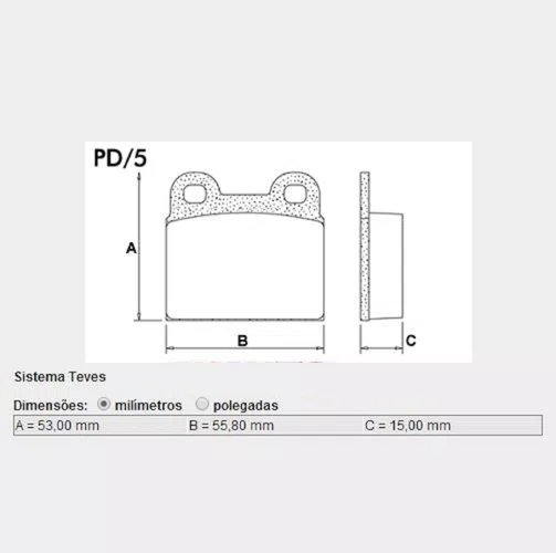 Pastilha freio dianteira vw 1600 brasilia puma (p5 lonaflex)