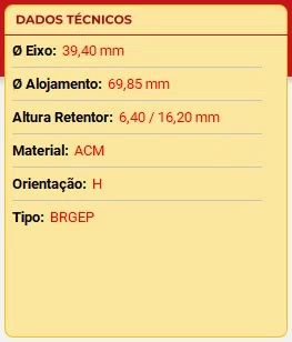 Retentor pinhao diferencial gm opala 75/78 dana (01897brge)
