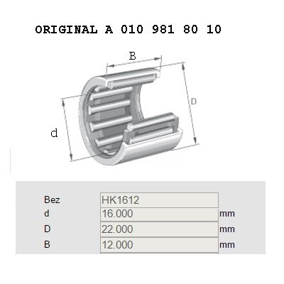 Rolamento agulha alavanca cambio mercedes benz (a0109818010)