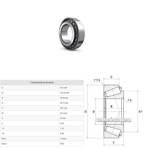 Rolamento roda dianteira interno ford cargo (hm212047/11)