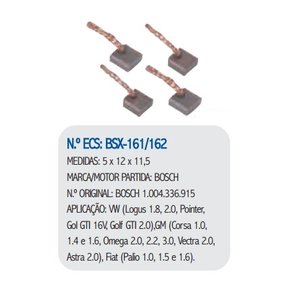 Escova motor partida vw gol gm corsa ford fiesta (bsx161/162)