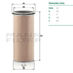 Filtro ar interno fiat mbb scania vw volvo (cf1300)