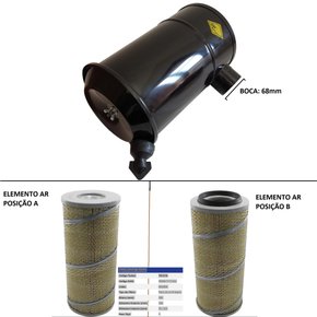 Filtro de ar completo c/ suporte e elemento tr1510 (pac11500)