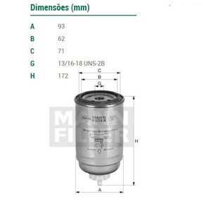 Filtro combustivel motor cummins ford cargo vwc (wk940/7 mann)
