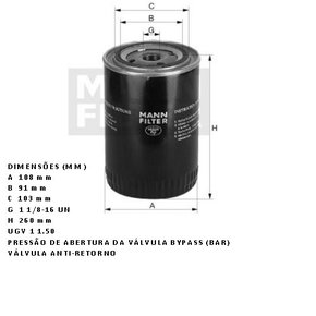 Filtro oleo motor ford cargo serie 11 13 14 32 (w11102/9)