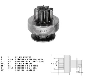 Impulsor bendix partida gm vectra 2.0 delco remy (zen0770 zen)