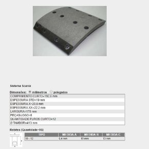 Jg lona freio dianteira scania traseiras carretas (th12)