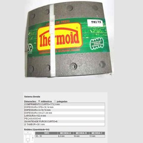 Lona freio dianteira ford cargo vwc agrale (th175)