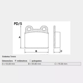 Pastilha freio dianteira vw 1600 brasilia puma (p5 lonaflex)